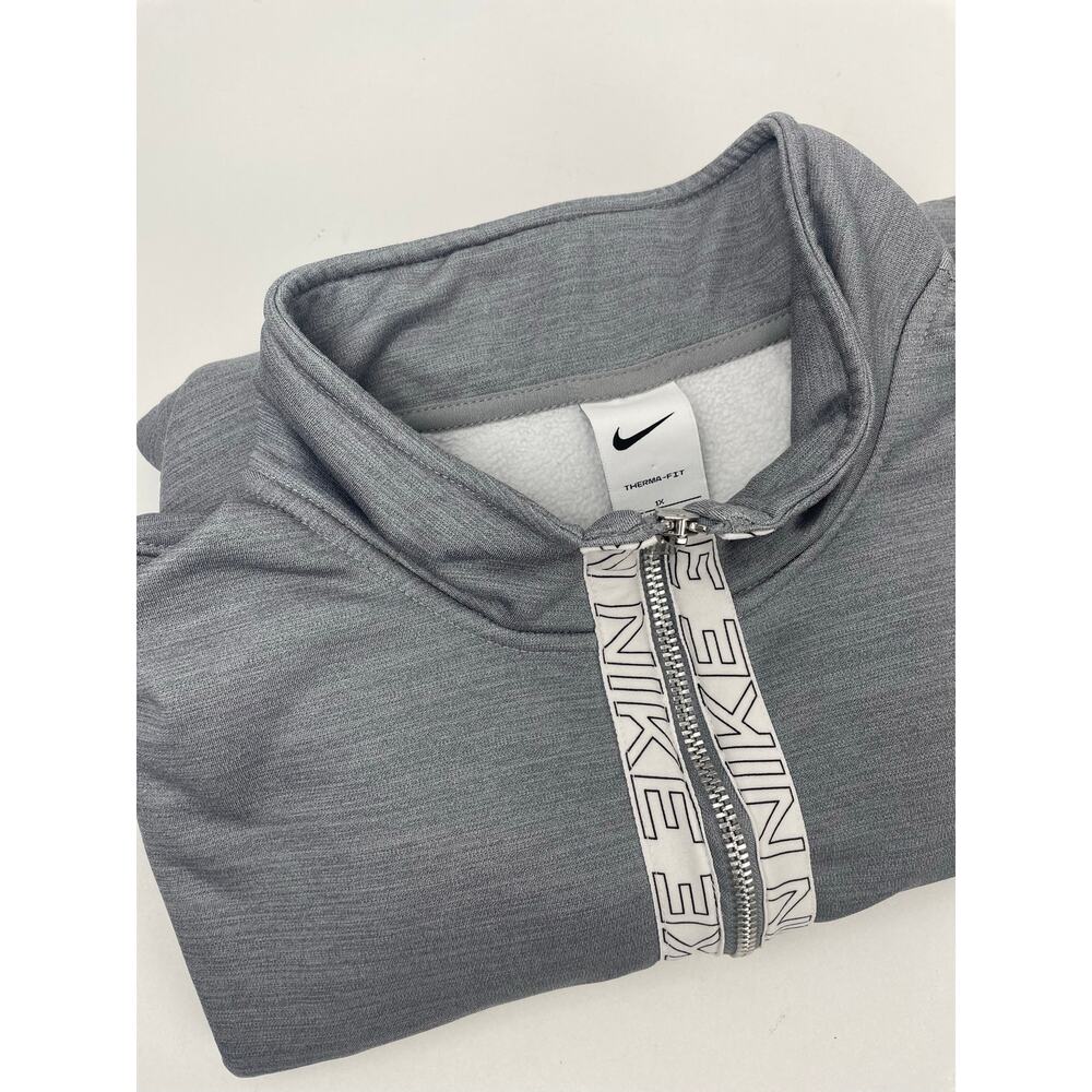 Nike Therma-Fit Men’s 1X Logo Gray/White Quarter Zip Pullover
